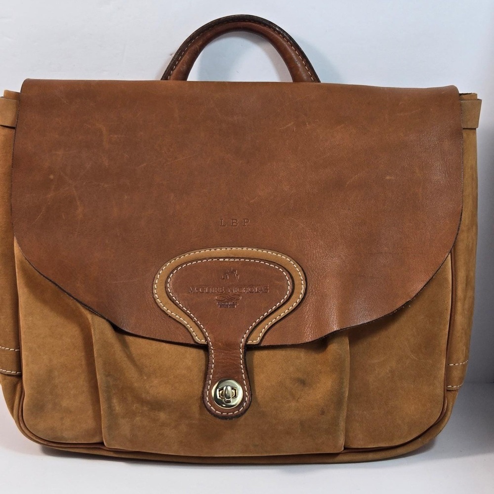 Vintage McGuire-Nicholas Leather Briefcase Messenger Work Bag 14x12x6 USA